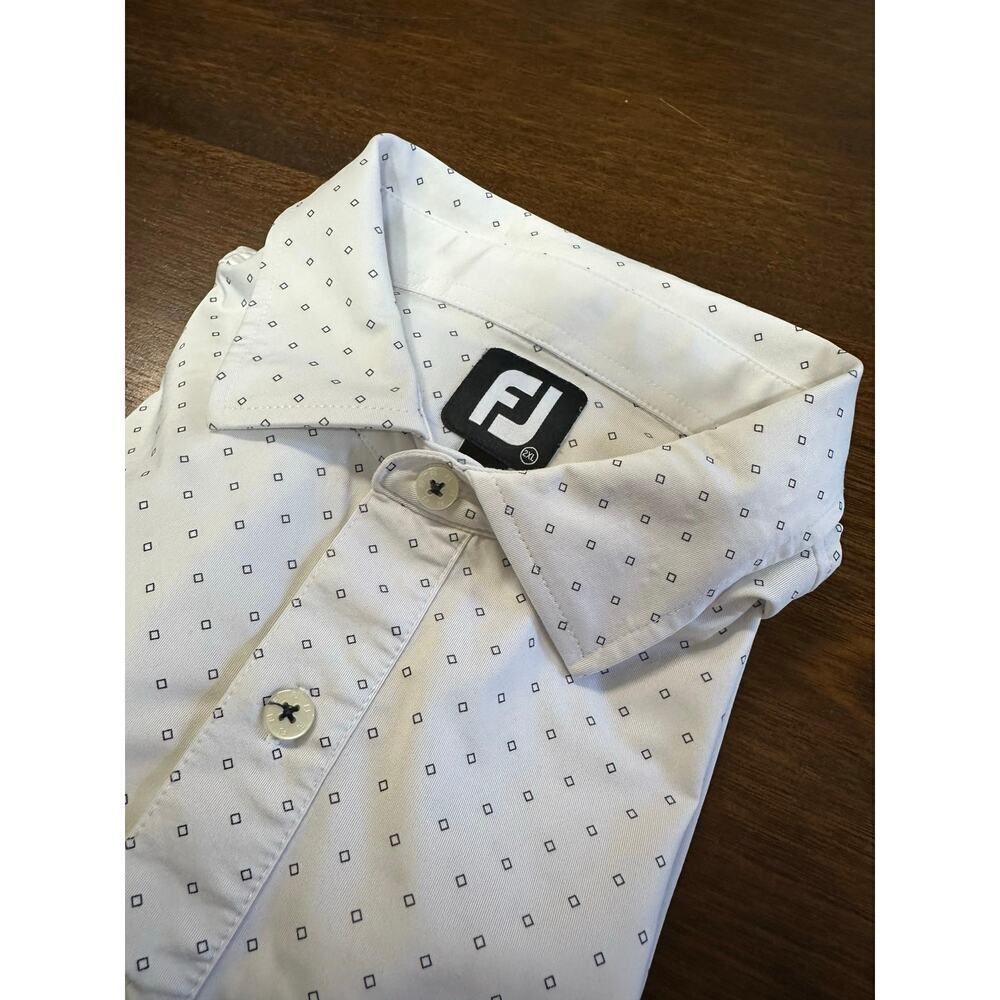 FootJoy Performance Polo Mens XXL 2XL White Blue Four Seasons Short Sleeve Golf